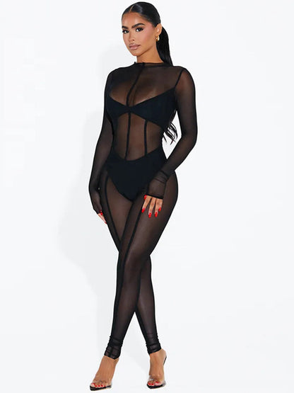BUYCO Female Fitted Mesh Yoga Jumpsuit
