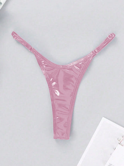 BUYCO Female Glossy PU T-back Panties