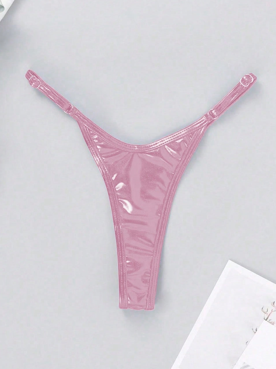 BUYCO Female Glossy PU T-back Panties