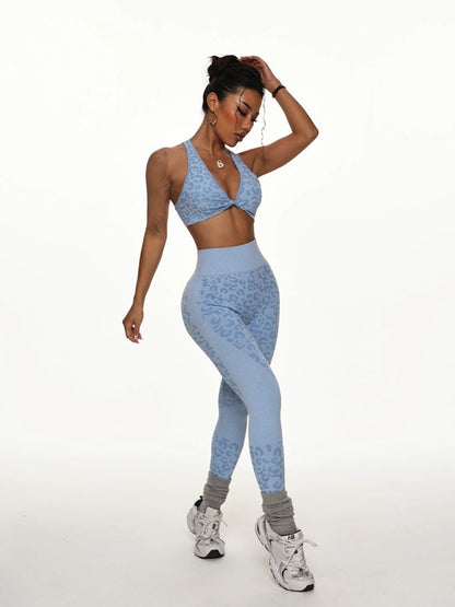 BUYCO Female Leopard Print High-waisted Fitness Yoga Tracksuit