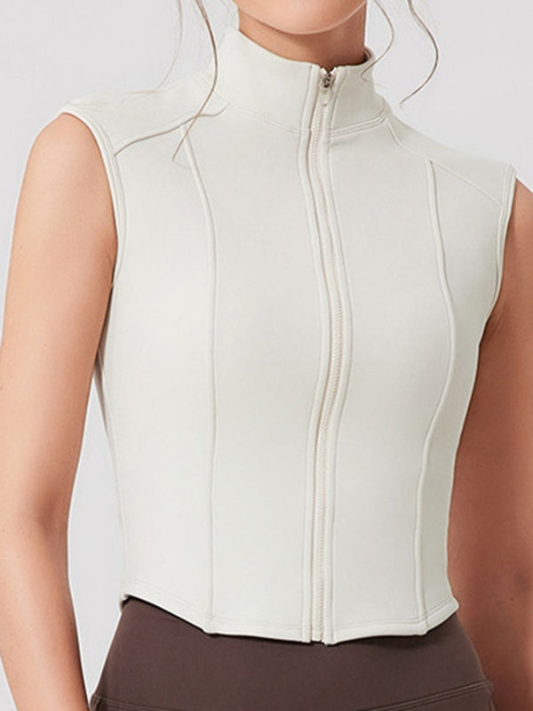 BUYCO Female Fleece Stand Up Collar Zipper Tank