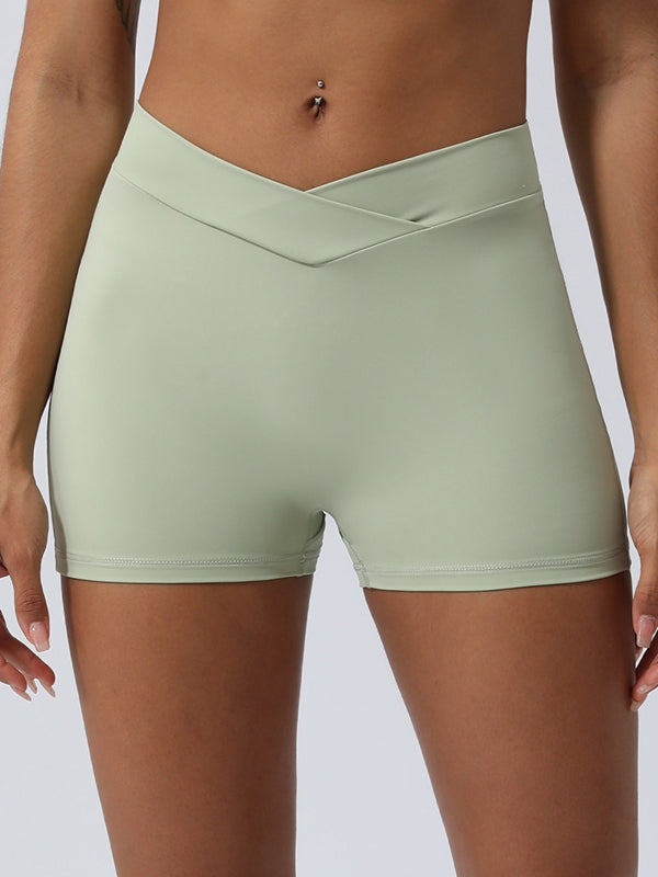 BUYCO Female V-shape Waist Ruched Back Spandex Gym Fit Shorts