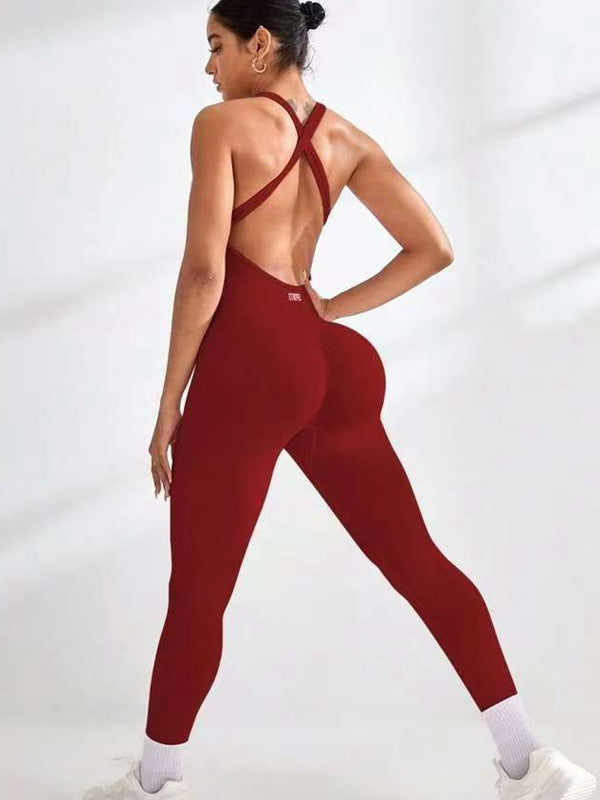 BUYCO Female Cross Back Ruched Back Jumpsuit