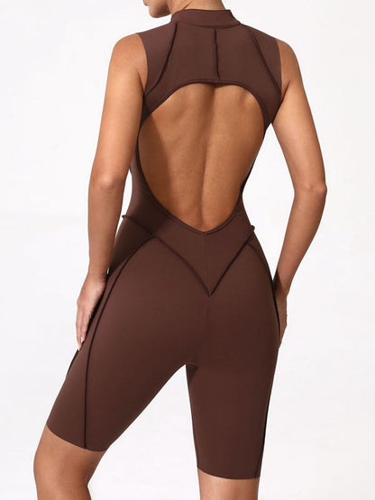 BUYCO Female Fitted Backless Zipper Quick-dry Romper