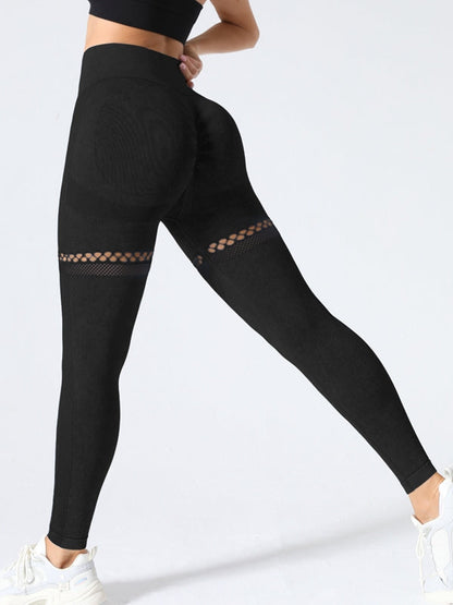 BUYCO Female Fishnet Denim Ruched Back Hip-lift Leggings