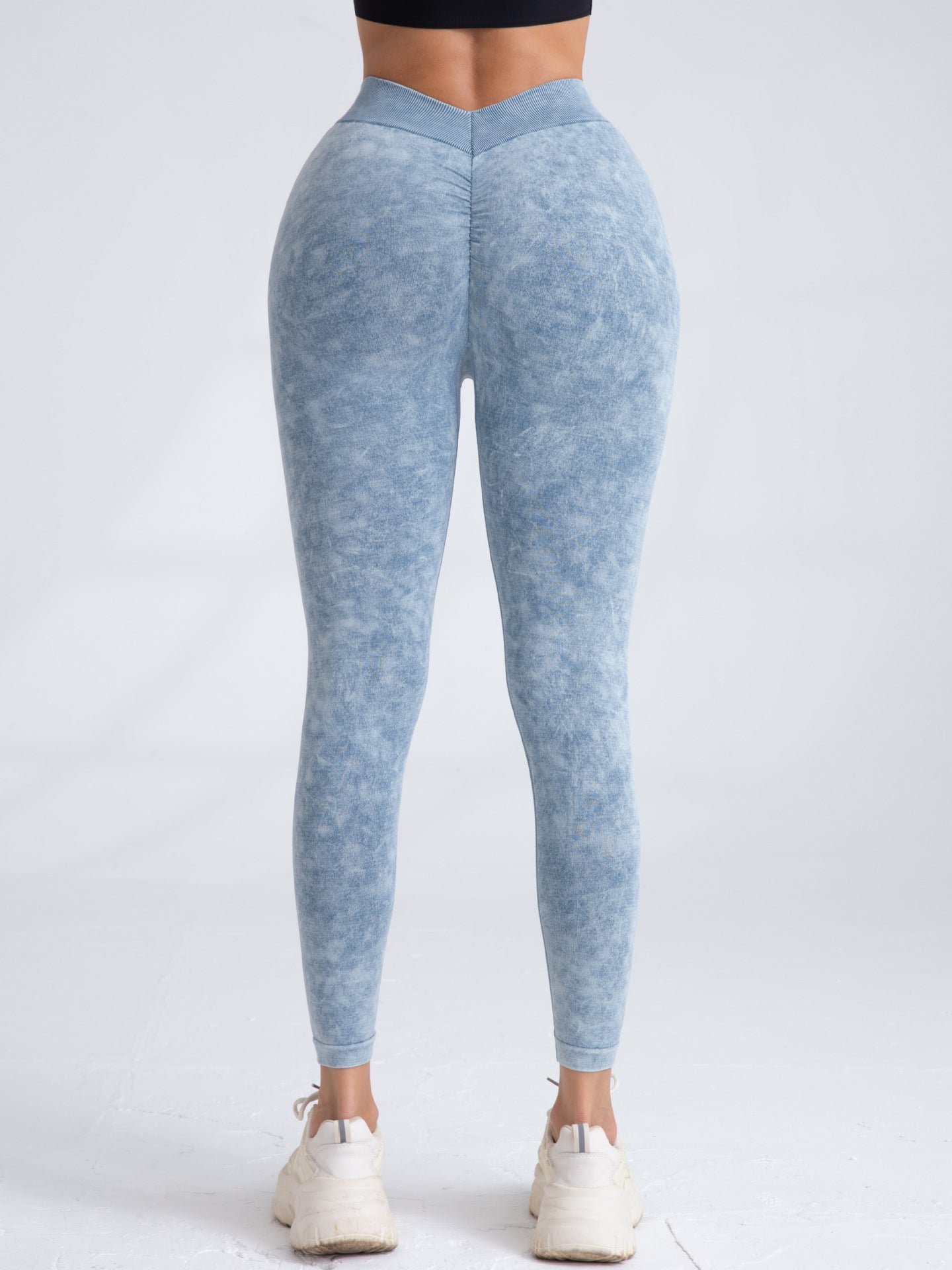 BUYCO Female Denim Deep V Back Ruched Back Leggings
