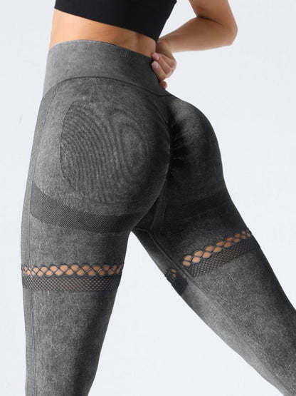 BUYCO Female Fishnet Denim Ruched Back Hip-lift Leggings
