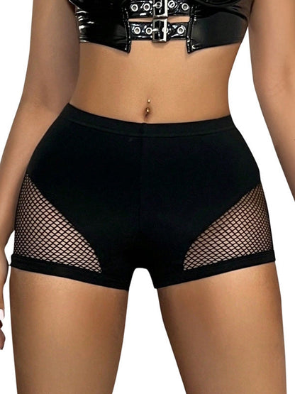 BUYCO Female Fitted Fishnet Ruched Back Spandex Gym Fit Shorts