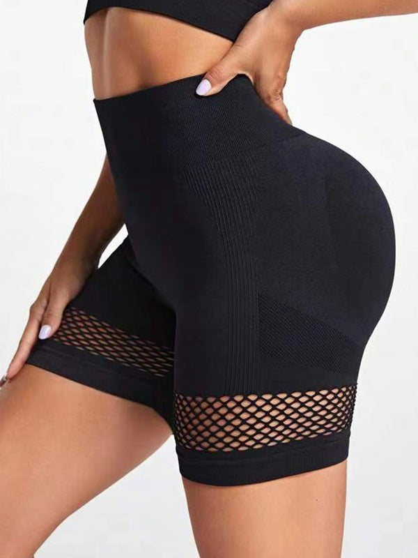 BUYCO Female Fishnet Ruched Back Hip-lift Spandex Gym Fit Shorts