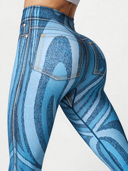 BUYCO Female Pocket Denim Ruched Back Leggings