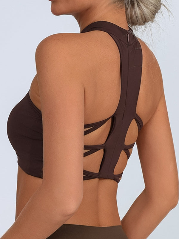 BUYCO Female Fitted Mesh Cross Back Quick Dry Sports Bras