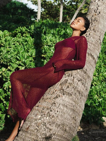 BUYCO Female Mesh Drawstring Tailoring Contrast Color Bikini Set