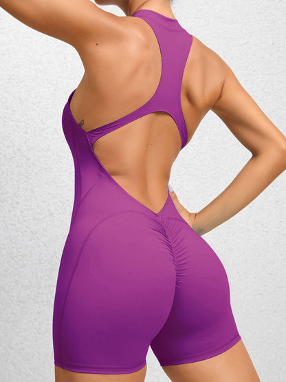 BUYCO Female Zipper Backless Ruched Back Romper