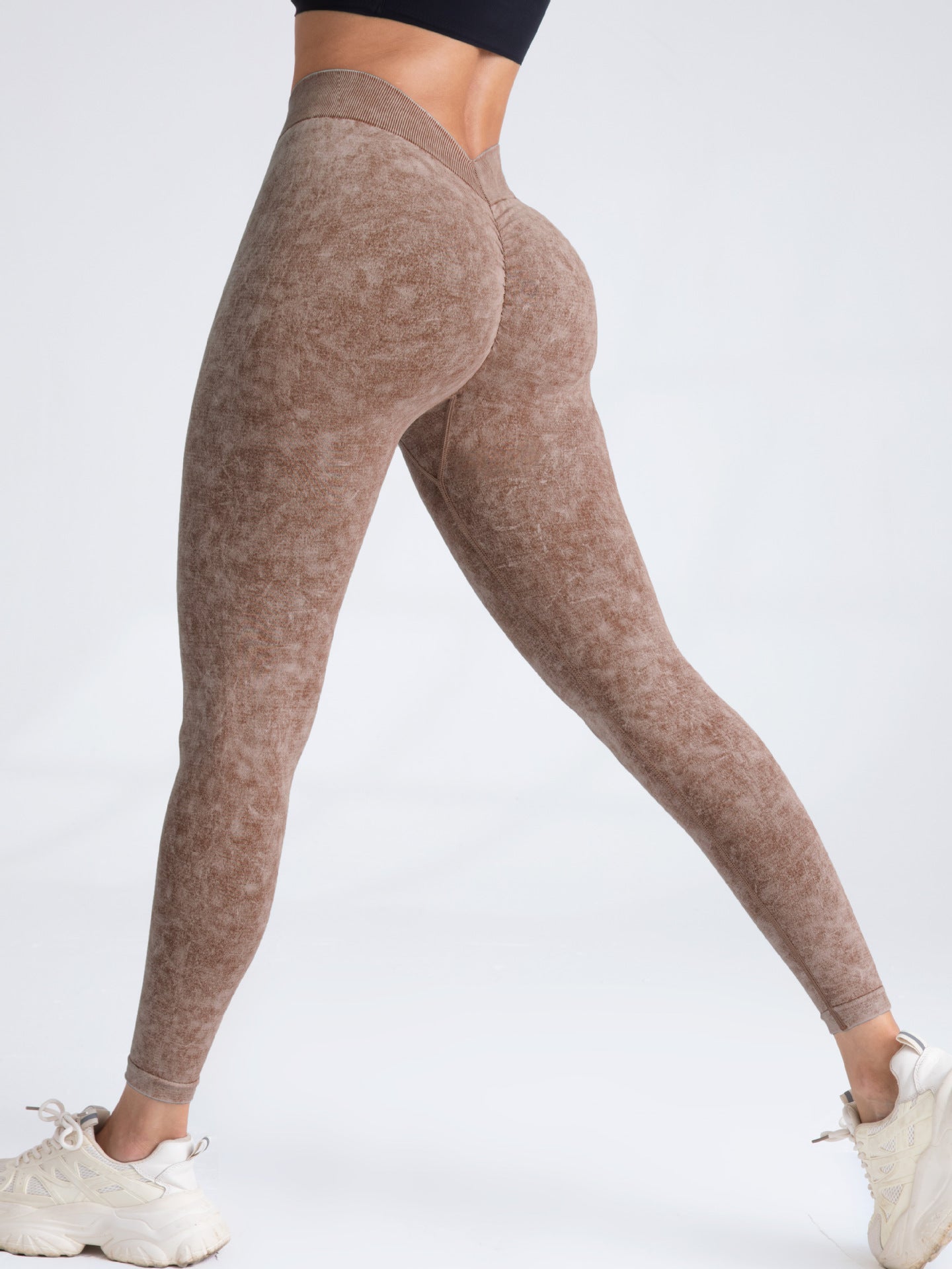 BUYCO Female Denim Deep V Back Ruched Back Leggings