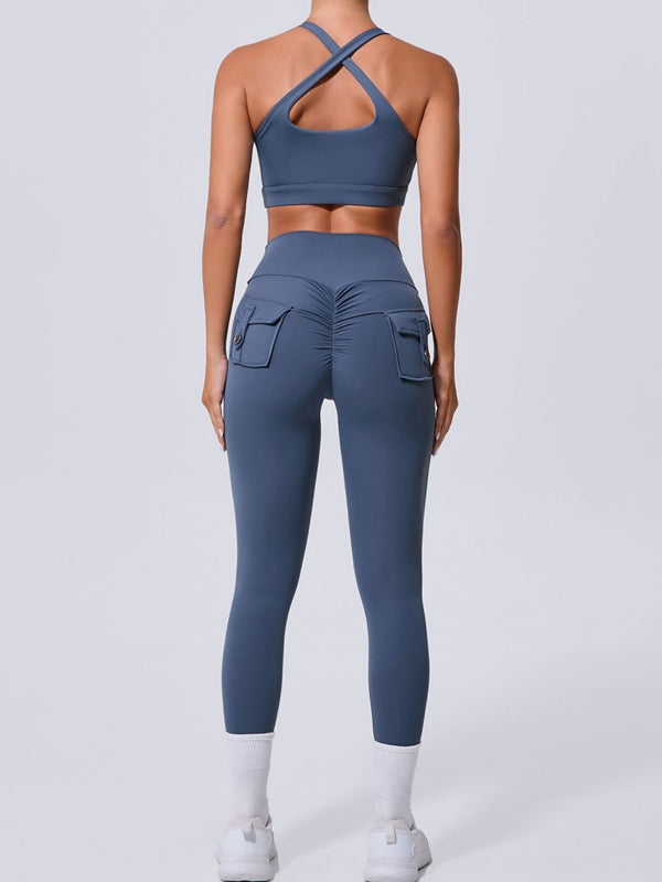 BUYCO Female Pocket Cutout Cross Back Ruched Back Tracksuit