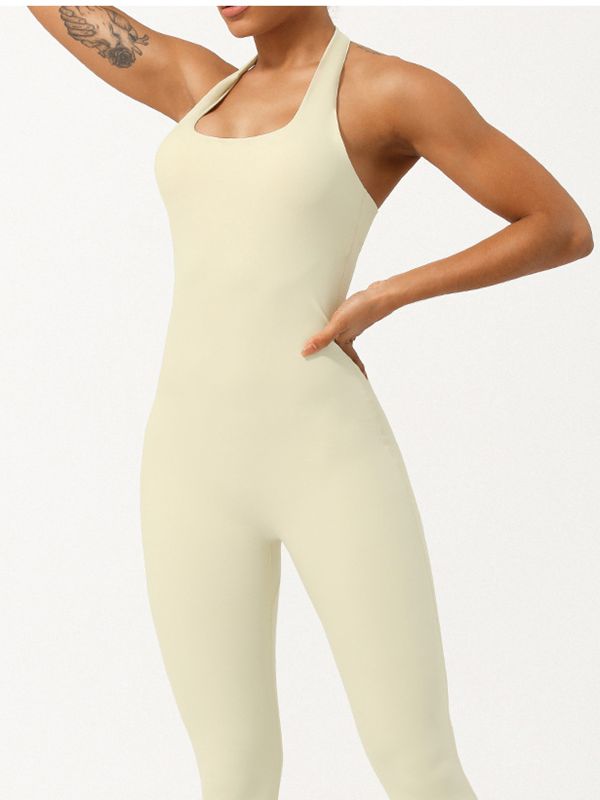 BUYCO Female U Collar Halter Ruched Back Jumpsuit