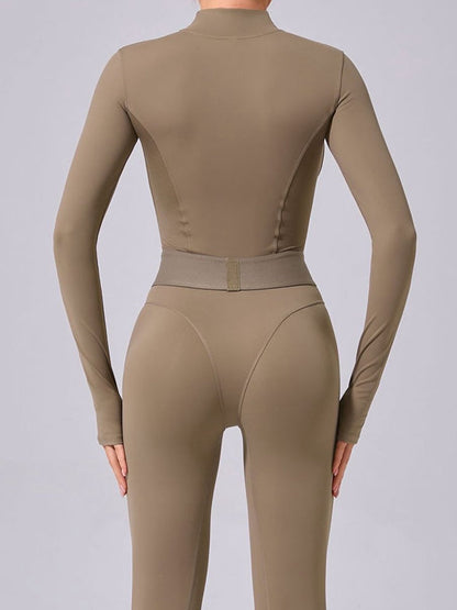 BUYCO Female Push-Up Mesh Thumbhole Zipper Jumpsuit