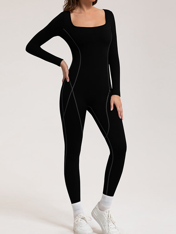 BUYCO Female Fleece Zipper Stripes Long Sleeves Jumpsuit