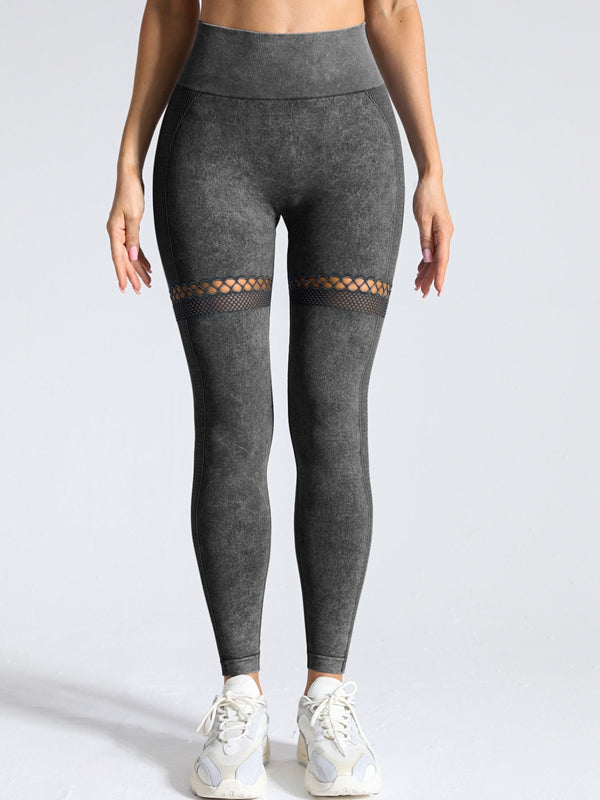 BUYCO Female Fishnet Denim Ruched Back Hip-lift Leggings