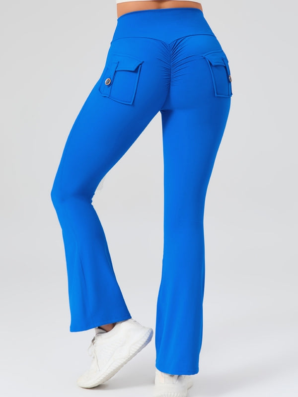 BUYCO Female Pocket Ruched Back Flare Cargo Leggings