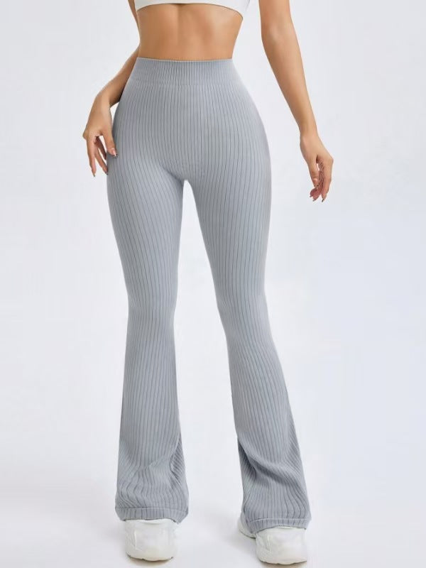 BUYCO Female Ribbed Deep V Back Flare Ruched Back Leggings