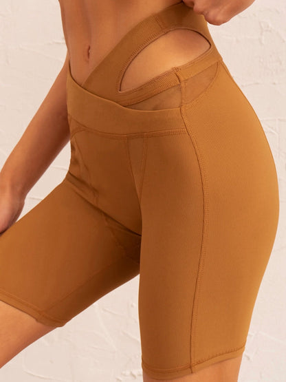BUYCO Female Ribbed Cutout Mesh Bicycle Shorts