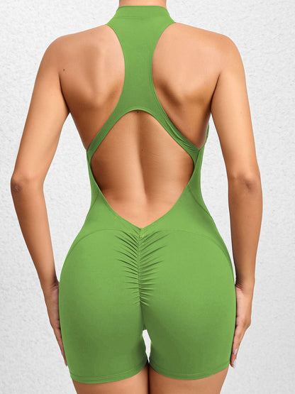 BUYCO Female Zipper Backless Ruched Back Romper