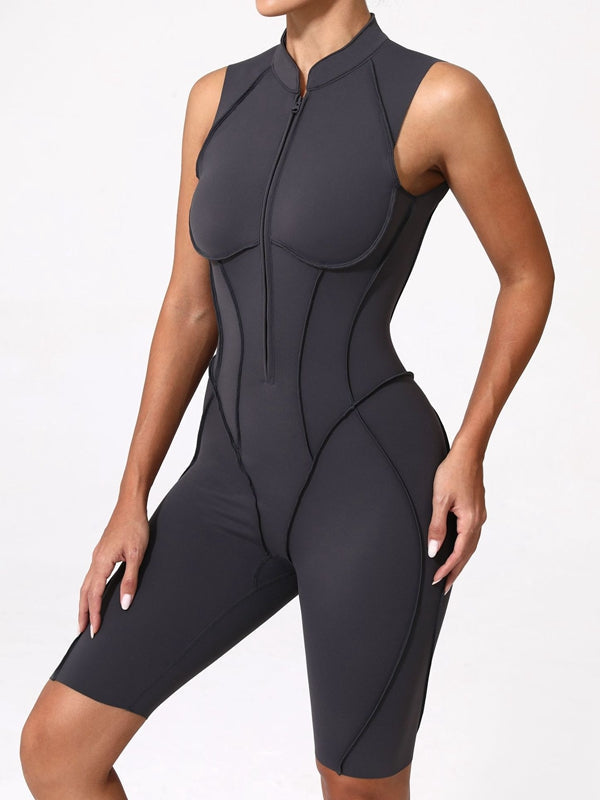 BUYCO Female Fitted Backless Zipper Quick-dry Romper