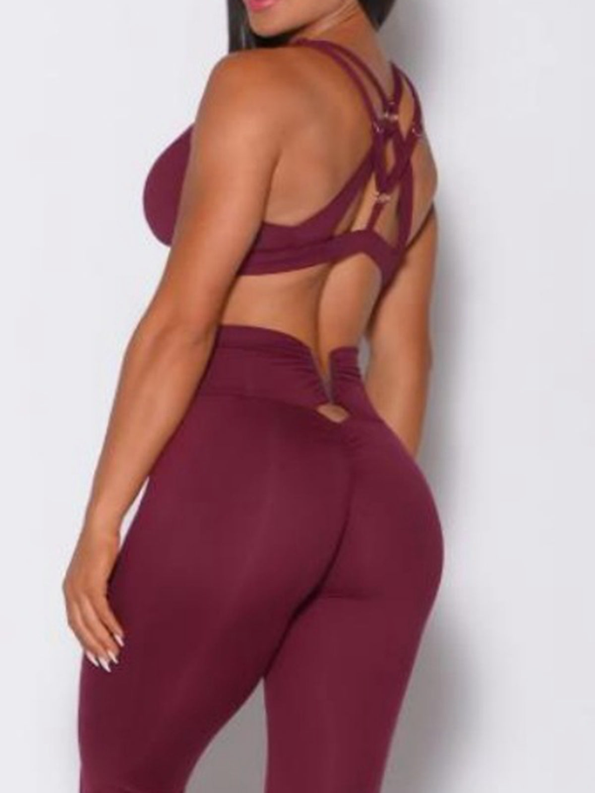 BUYCO Female Cross Back Cotout  V Shape Metal Tracksuit