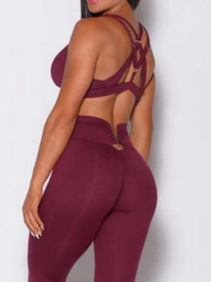 BUYCO Female Cross Back Cotout  V Shape Metal Tracksuit