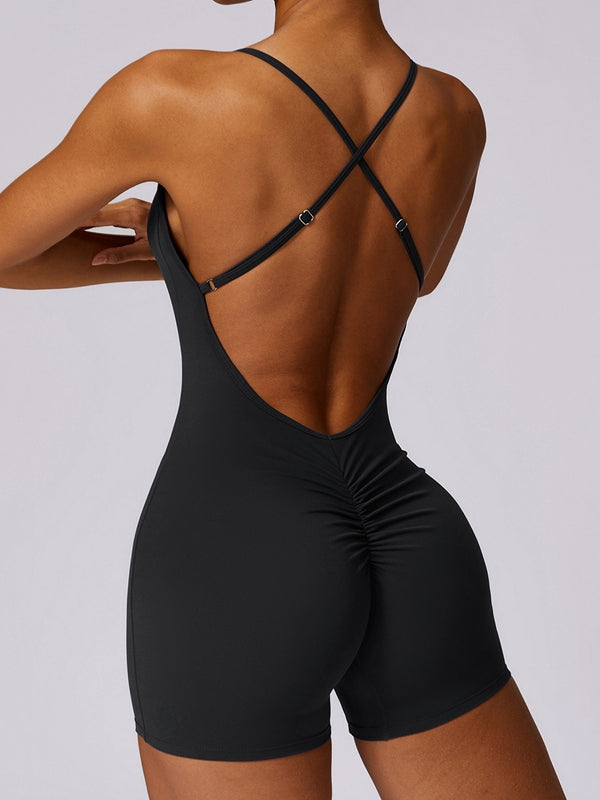 BUYCO Female Cross Back Ruched Back Romper