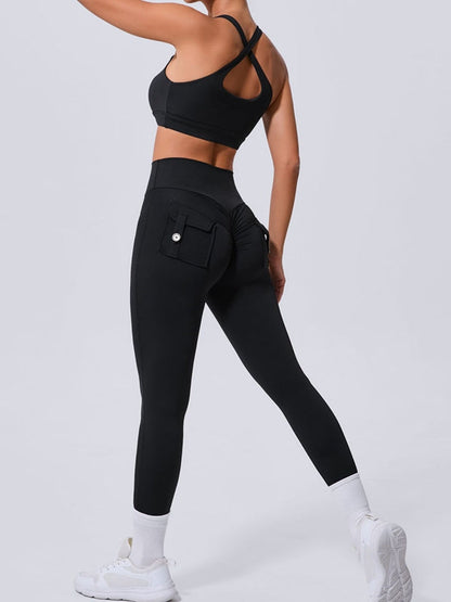 BUYCO Female Pocket Cutout Cross Back Ruched Back Tracksuit