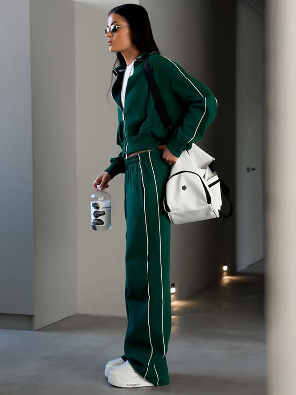 BUYCO Female Stripes Zipper Pocket Casual Tracksuit