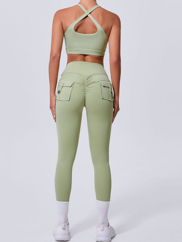 BUYCO Female Pocket Cutout Cross Back Ruched Back Tracksuit