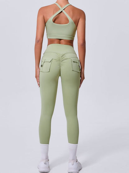 BUYCO Female Pocket Cutout Cross Back Ruched Back Tracksuit