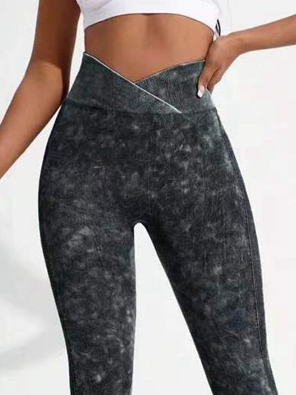 BUYCO Female Denim V-shape Waist Ruched Back Leggings