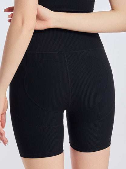 BUYCO Female Ribbed Ruched Back Hip-lift Fit Gym Shorts