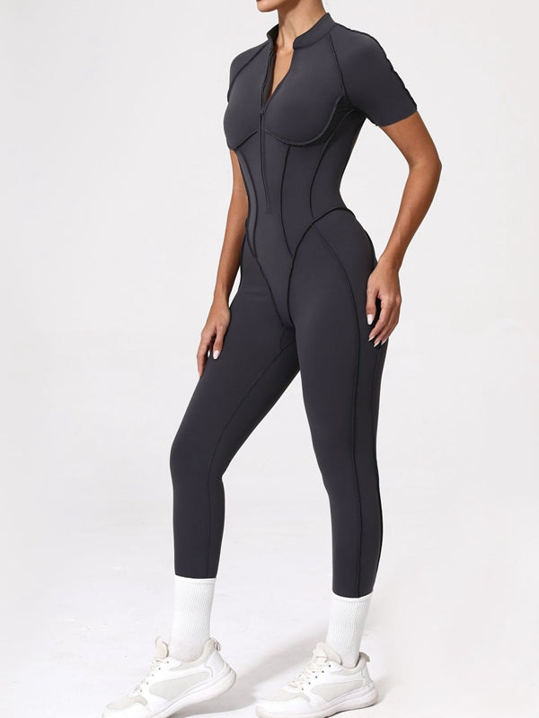 BUYCO Female Fitted Backless Zipper Ruched Back Jumpsuit