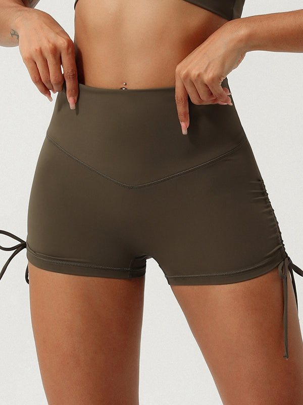 BUYCO Female Drawstring Hip-lift Spandex Gym Fit Shorts