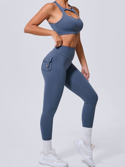 BUYCO Female Pocket Cutout Cross Back Ruched Back Tracksuit