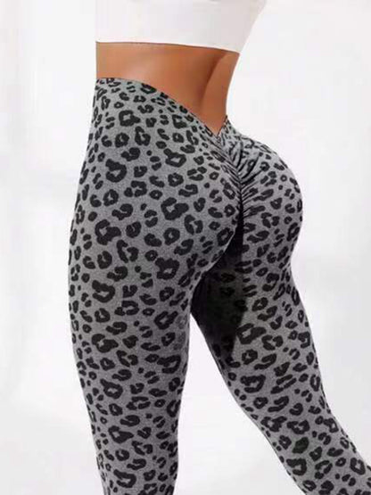 BUYCO Female Deep V Back Leopard Print Leggings
