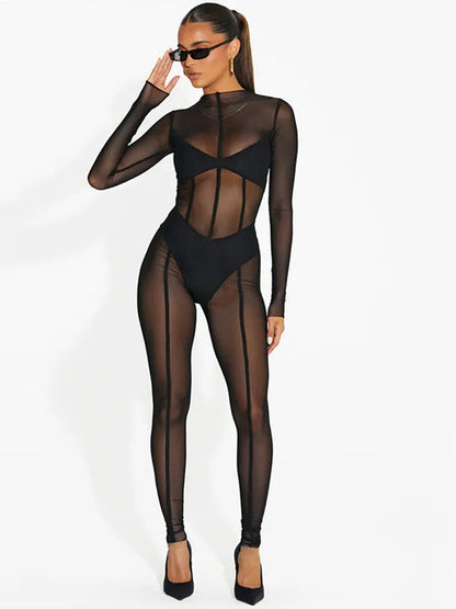 BUYCO Female Fitted Mesh Yoga Jumpsuit