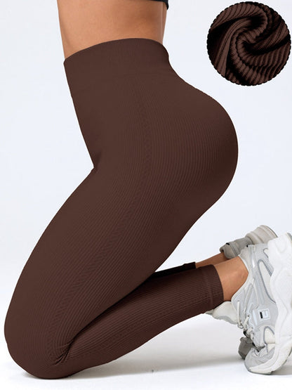 BUYCO Female Ruched Back Ribbed High-rise Leggings