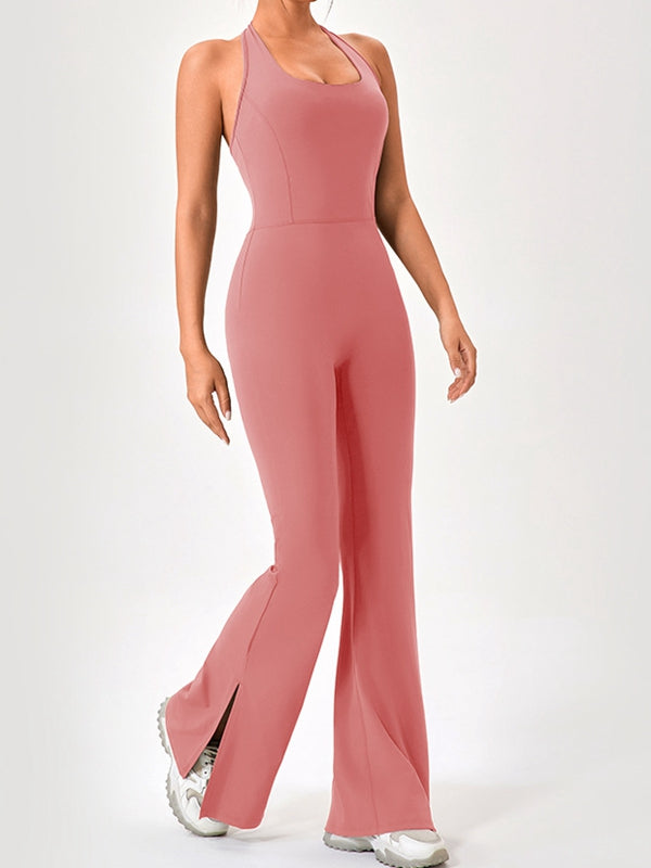 BUYCO Female Halter Flare Split Jumpsuit