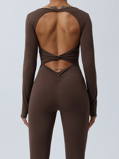 BUYCO Female Backless Deep V Back Ruched Back Jumpsuit