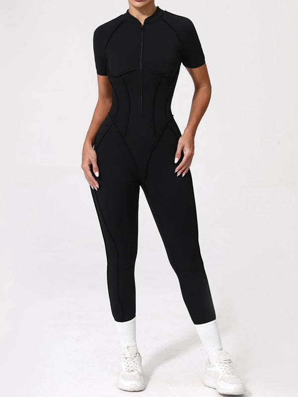 BUYCO Female Fitted Backless Zipper Ruched Back Jumpsuit
