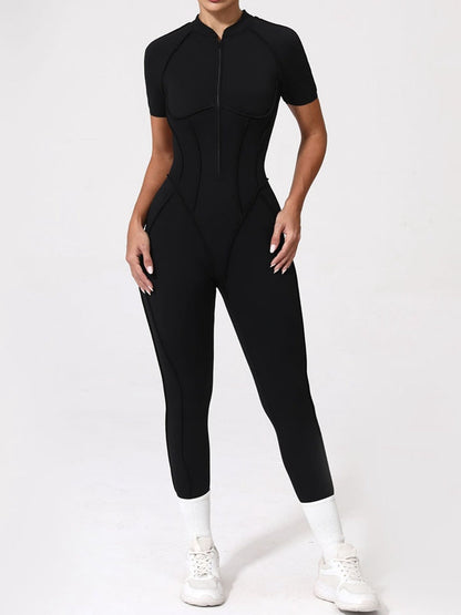 BUYCO Female Fitted Backless Zipper Ruched Back Jumpsuit