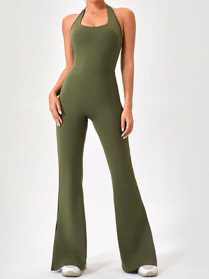 BUYCO Female Halter Flare Split Jumpsuit