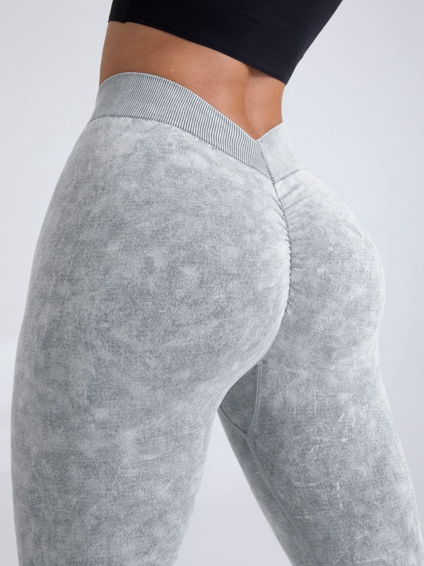 BUYCO Female Denim Deep V Back Ruched Back Leggings