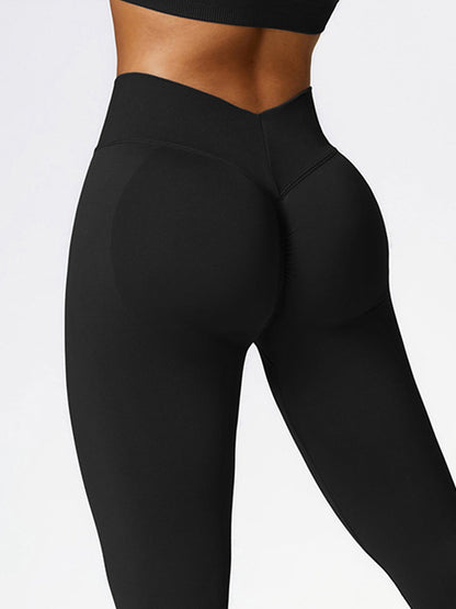 BUYCO Female Seamless V Back Ruched Back Hip-lift Leggings